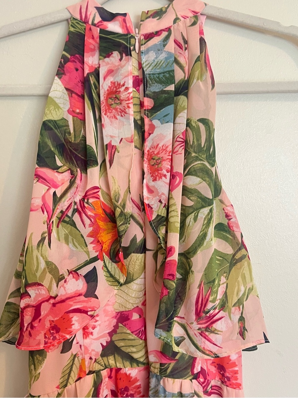 Eliza J Pink Floral Halter Wide-Leg Jumpsuit -missing waist belt - Picture 4 of 11